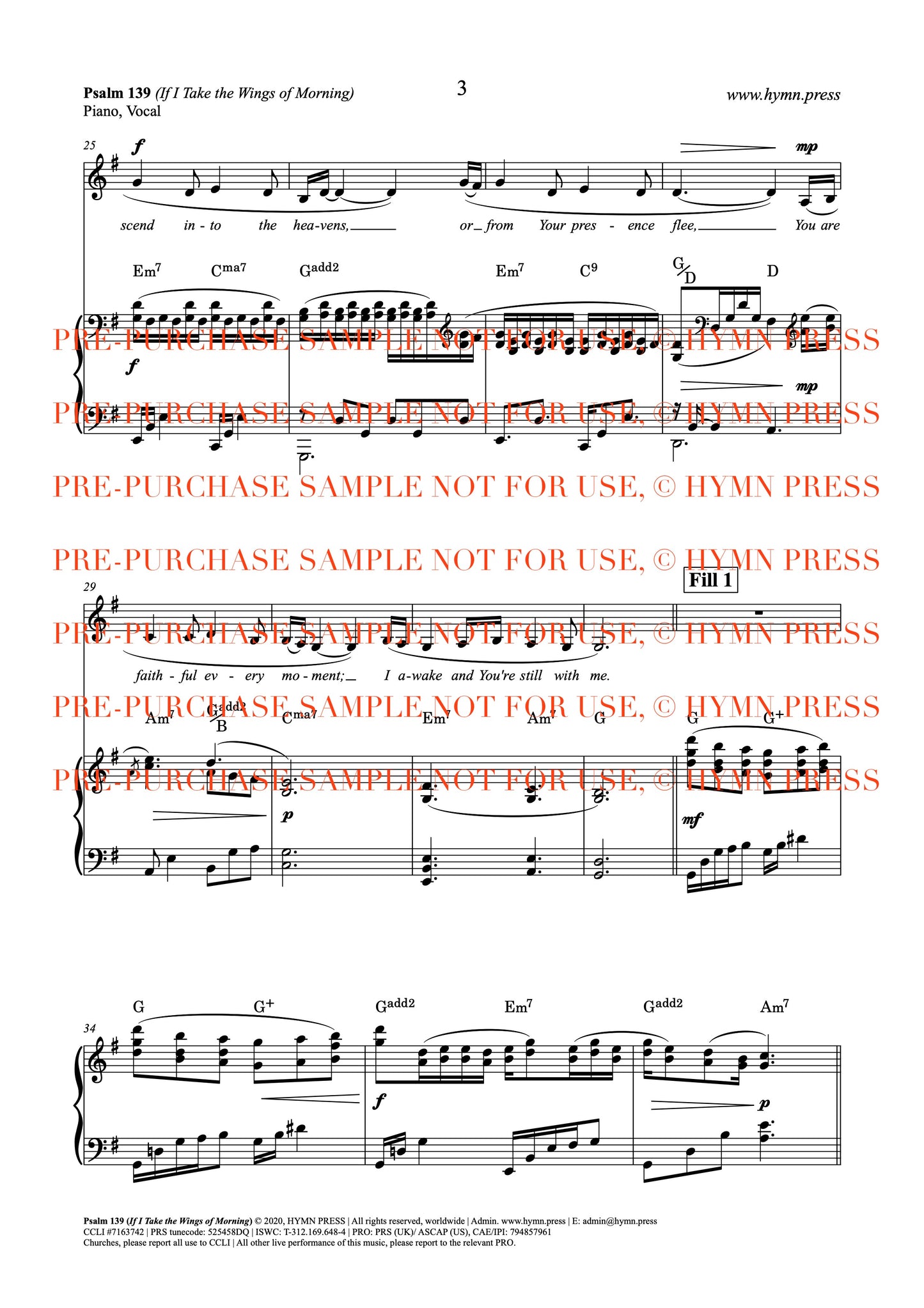 Psalm 139 (If I Take the Wings) Piano/ Vocal