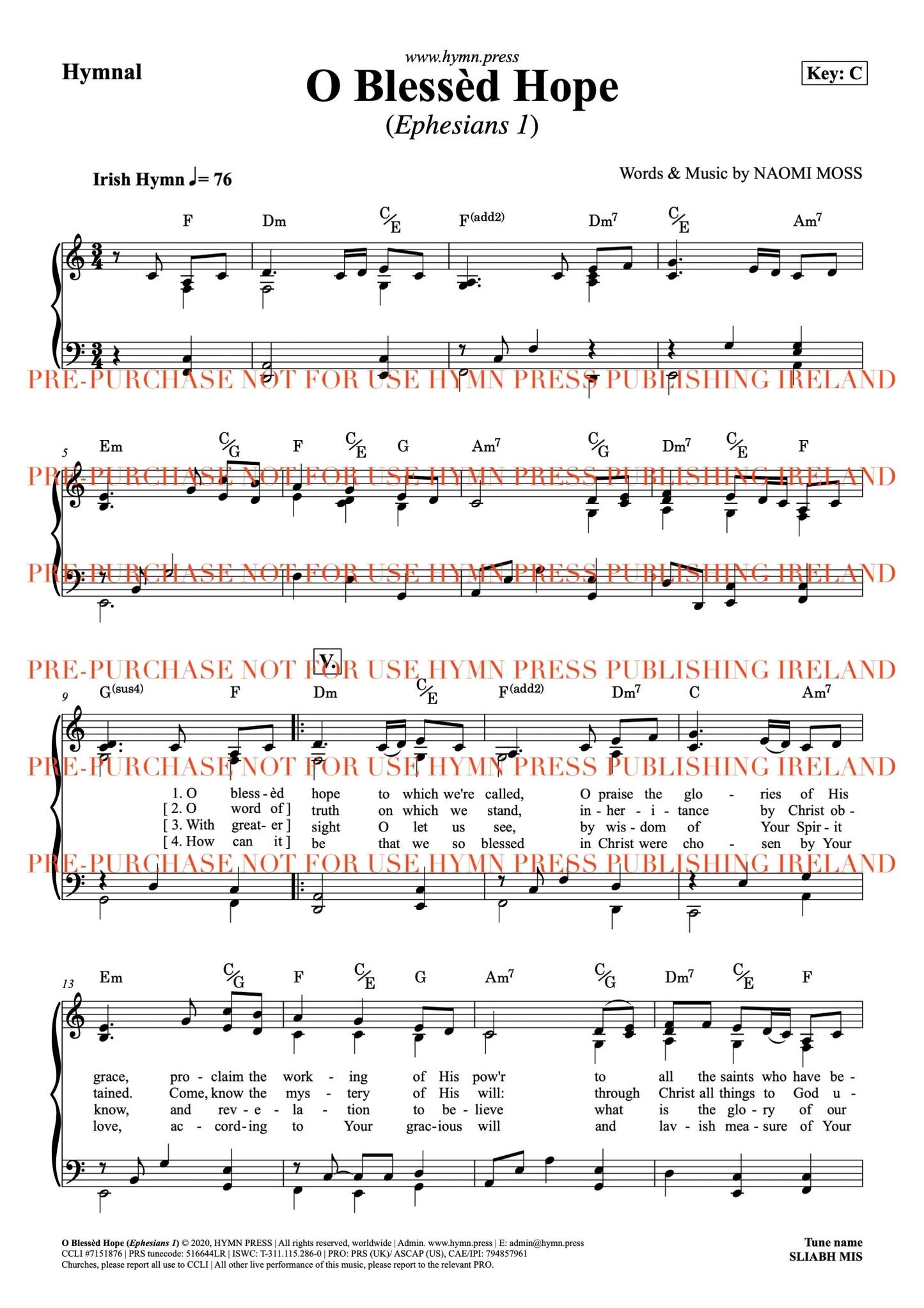 hymnpress sheetmusic naomimoss irish hymns songwriter hymnwriter