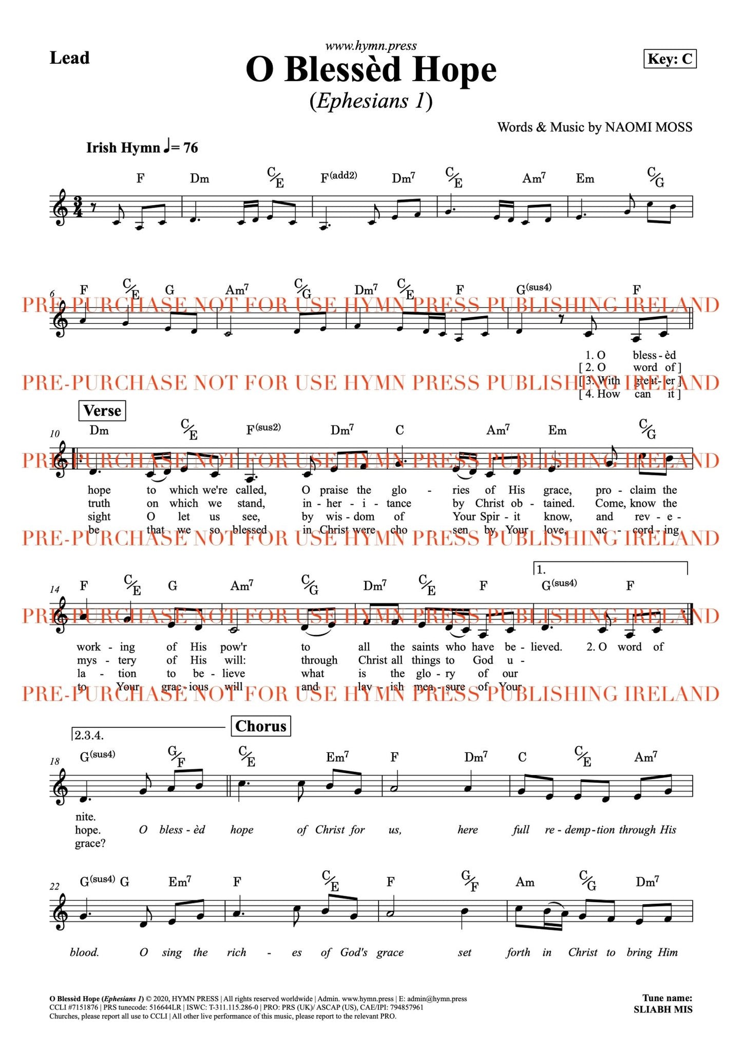 hymnpress sheetmusic naomimoss irish hymns songwriter hymnwriter