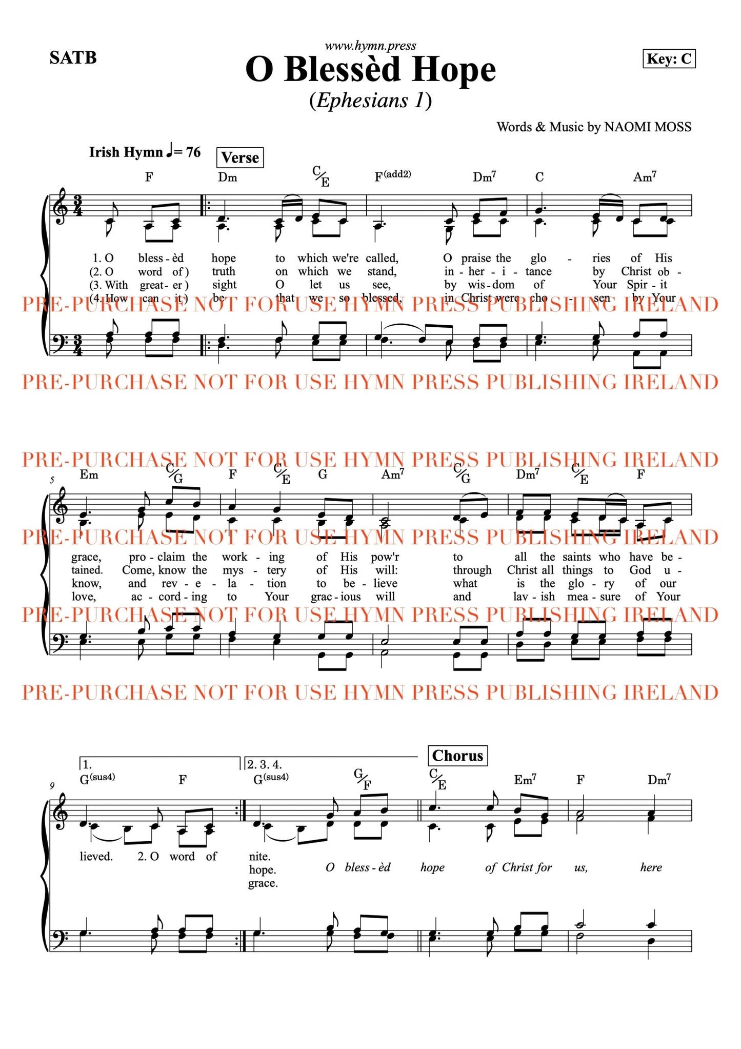 hymnpress sheetmusic naomimoss irish hymns songwriter hymnwriter