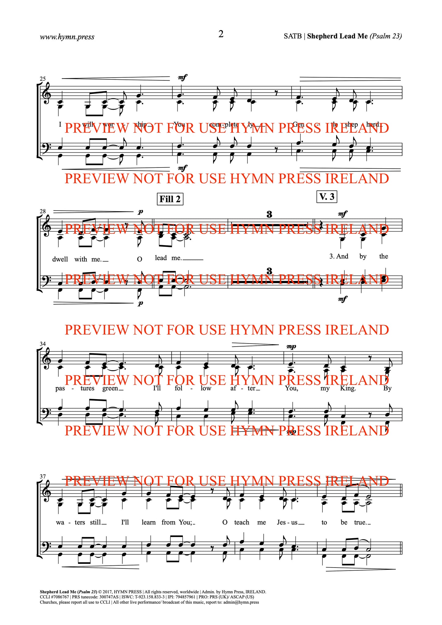 Shepherd Lead Me (Psalm 23) SATB, Piano Score and Parts