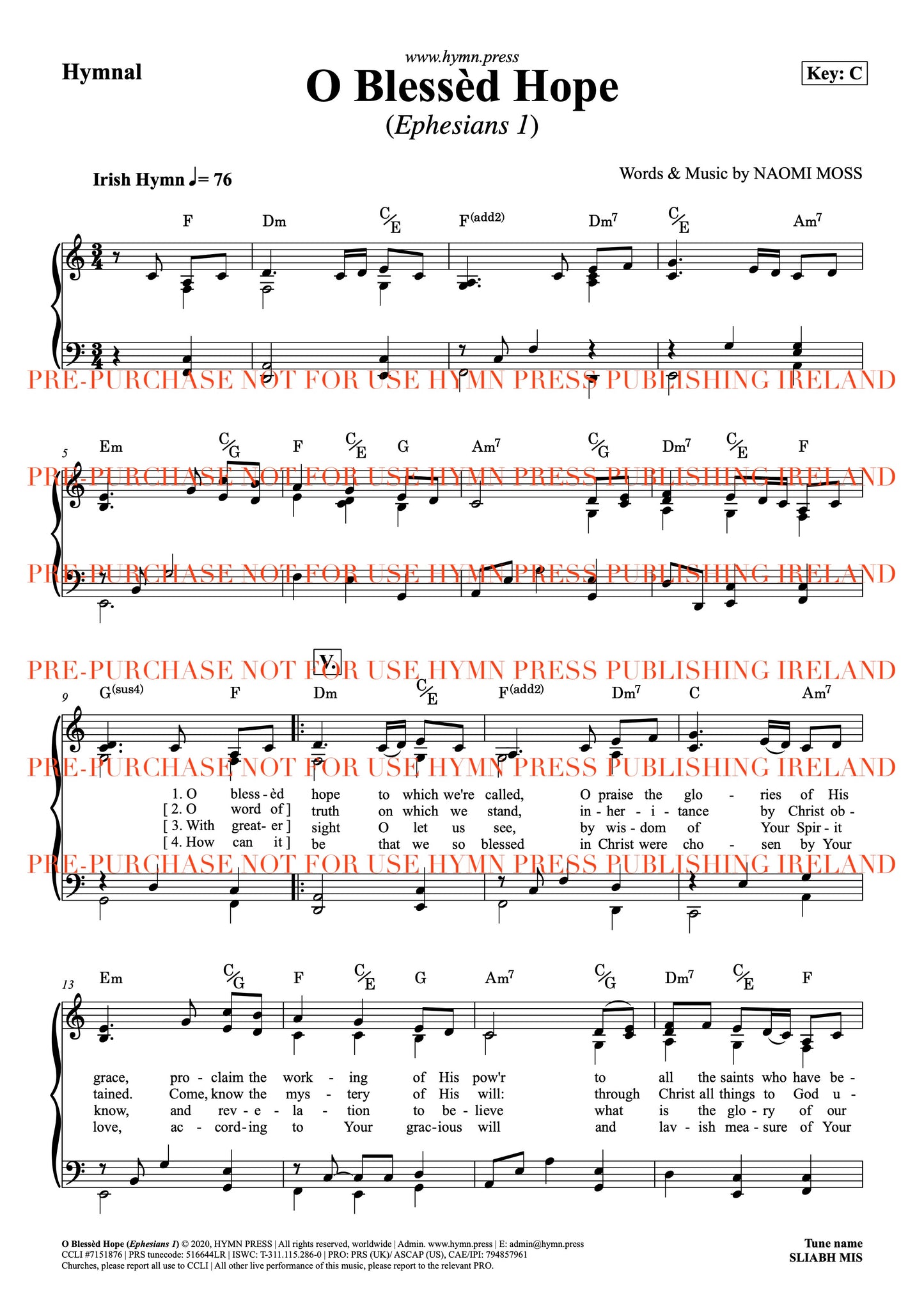 O Blessed Hope (Ephesians 1) Hymnal PDF