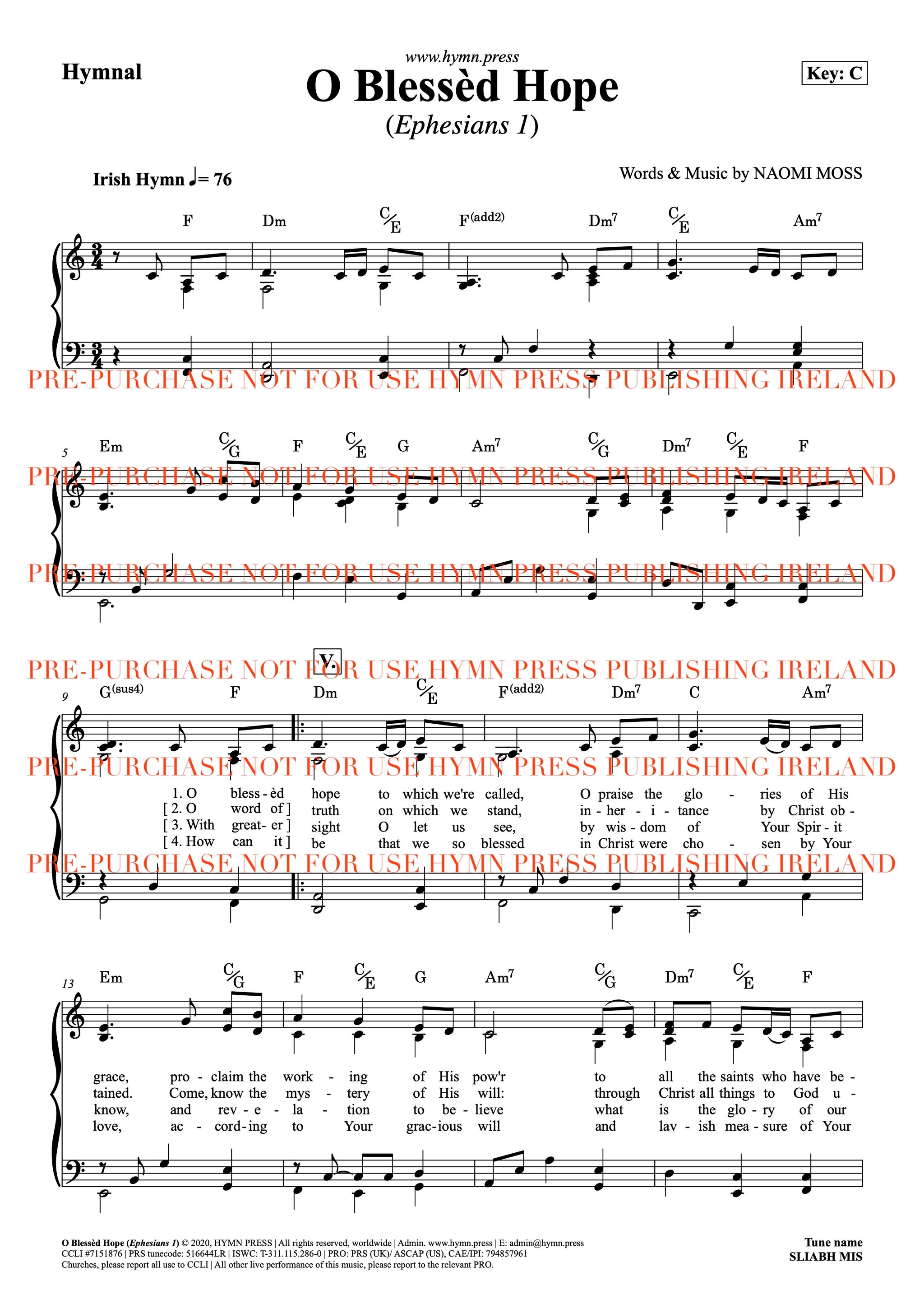 O Blessed Hope (Ephesians 1) Hymnal PDF