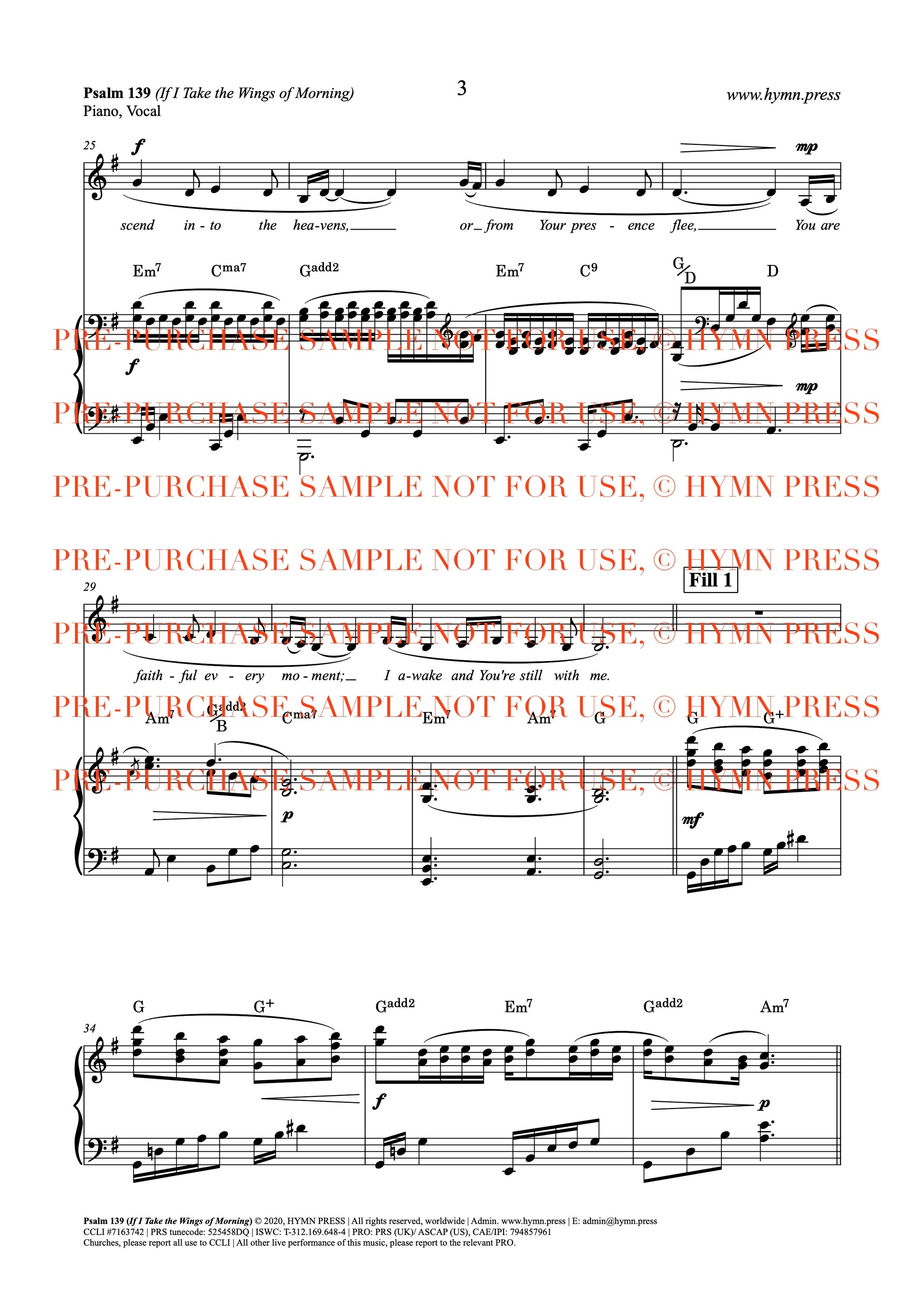 Psalm 139 (If I Take the Wings) Piano/ Vocal