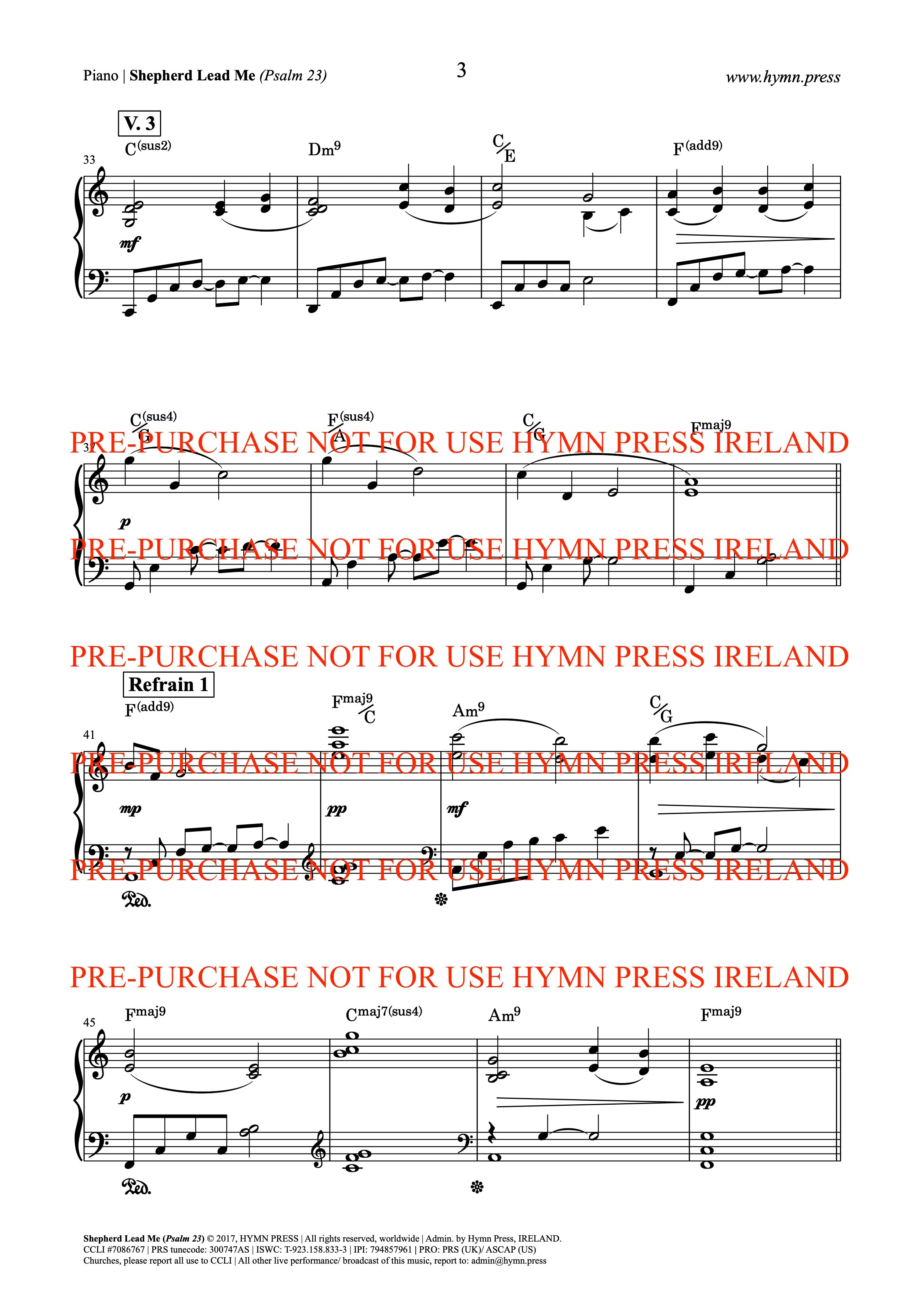 Shepherd Lead Me (Psalm 23) Piano, Vocal Score and Parts