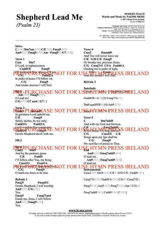 Shepherd Lead Me (Psalm 23) Chords & Lyrics