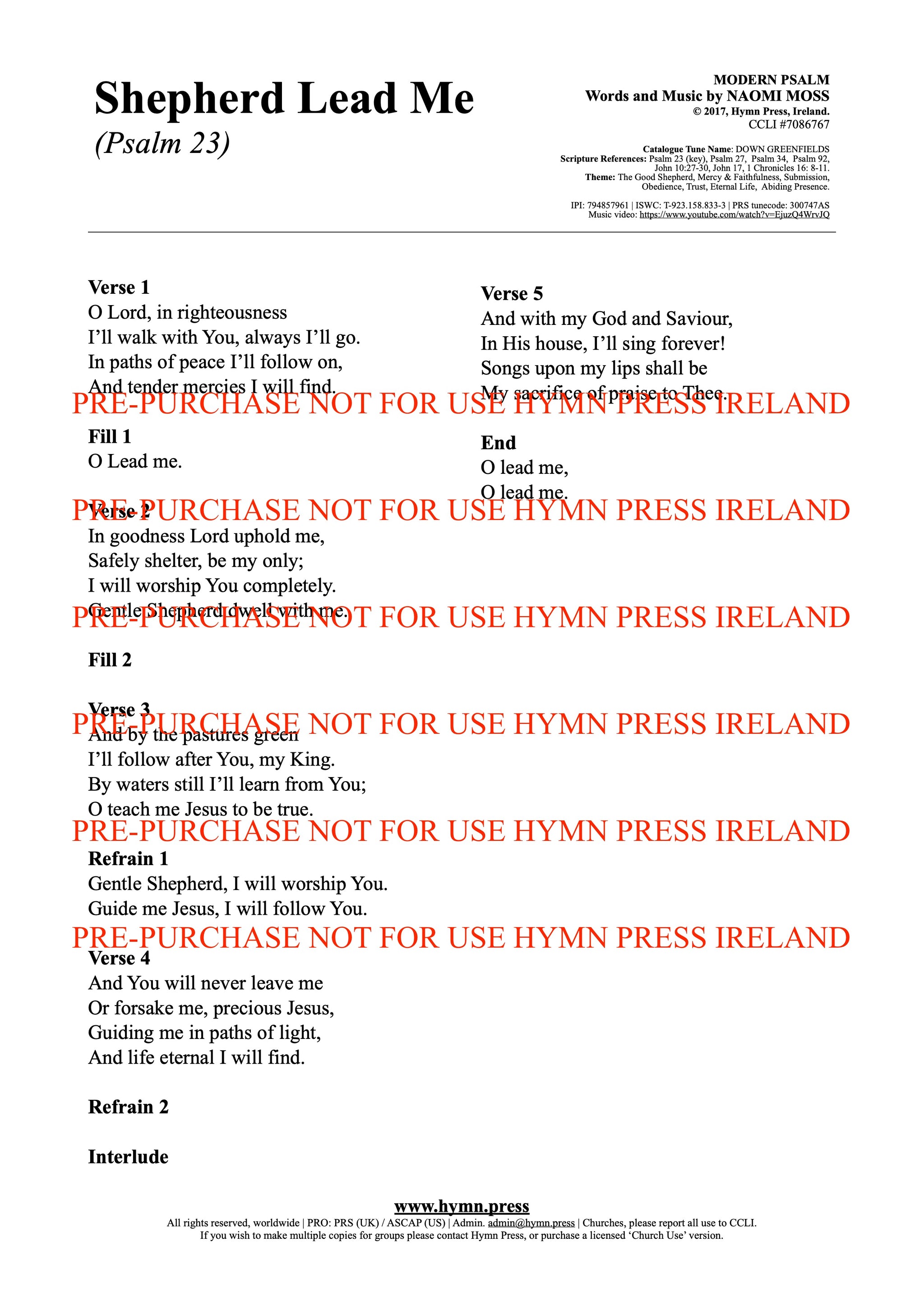 Shepherd Lead Me (Psalm 23) Lyrics