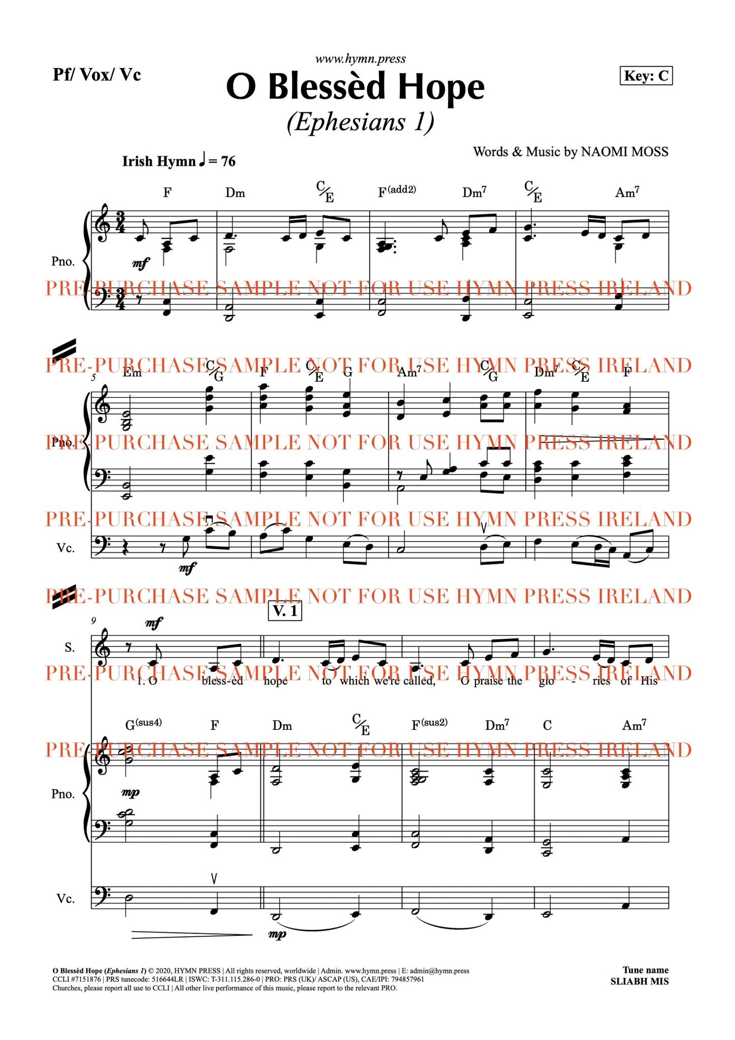 hymnpress sheetmusic naomimoss irish hymns songwriter hymnwriter