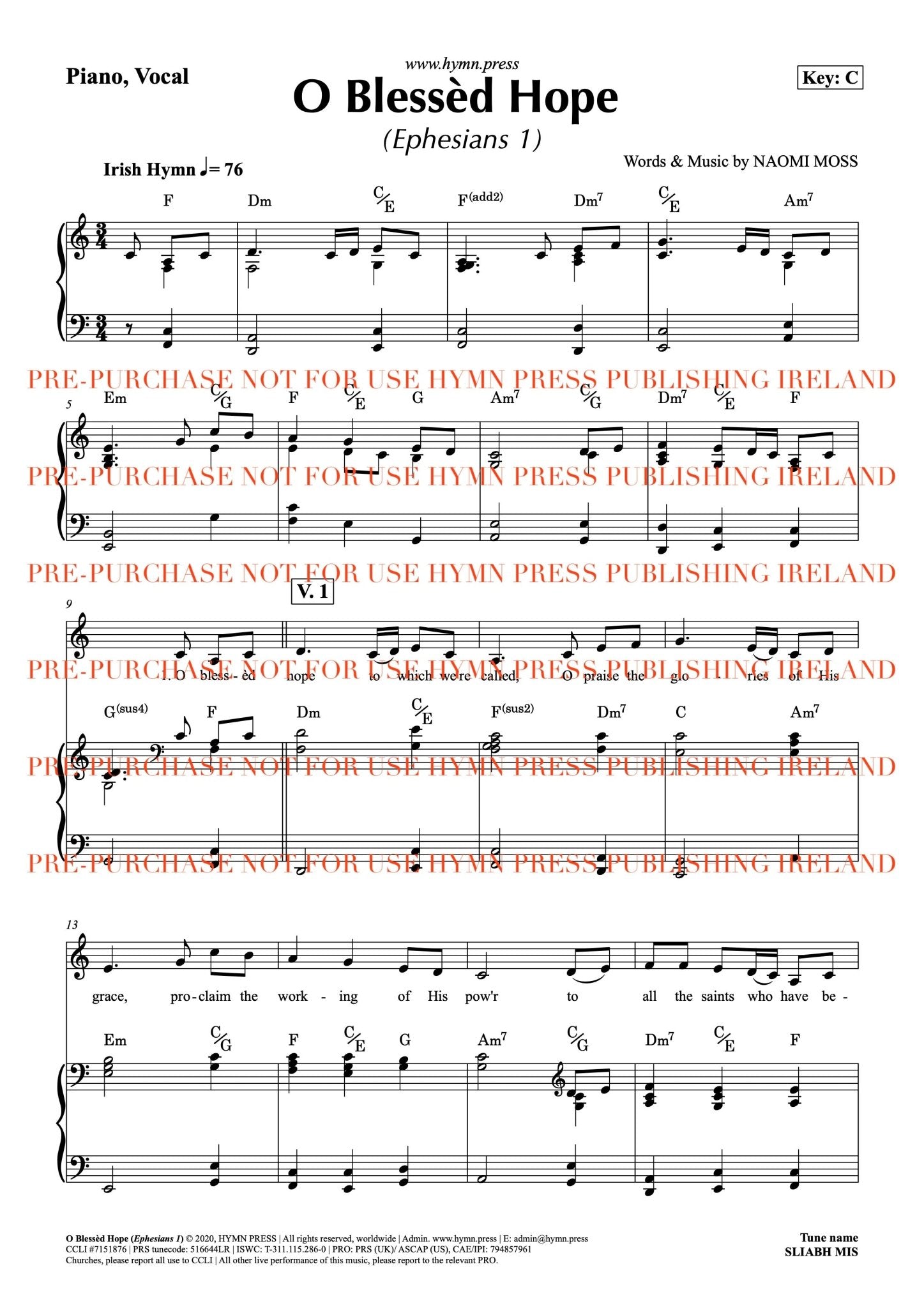 hymnpress sheetmusic naomimoss irish hymns songwriter hymnwriter