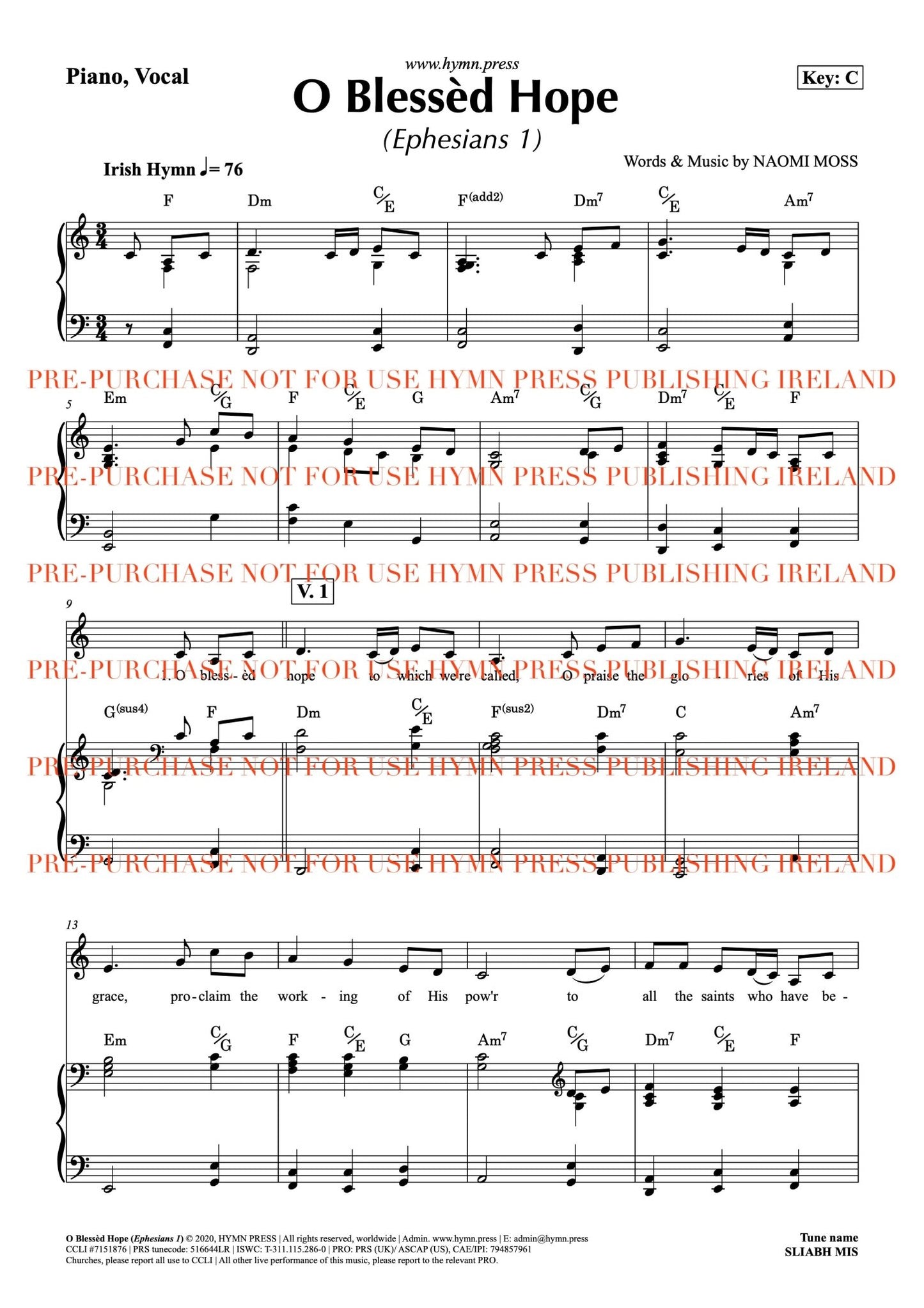 hymnpress sheetmusic naomimoss irish hymns songwriter hymnwriter